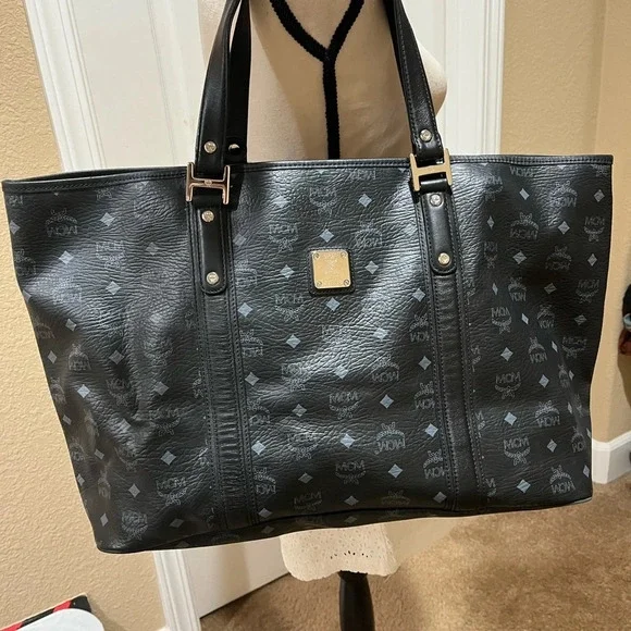 MCM Jumbo Black Visetos Tote